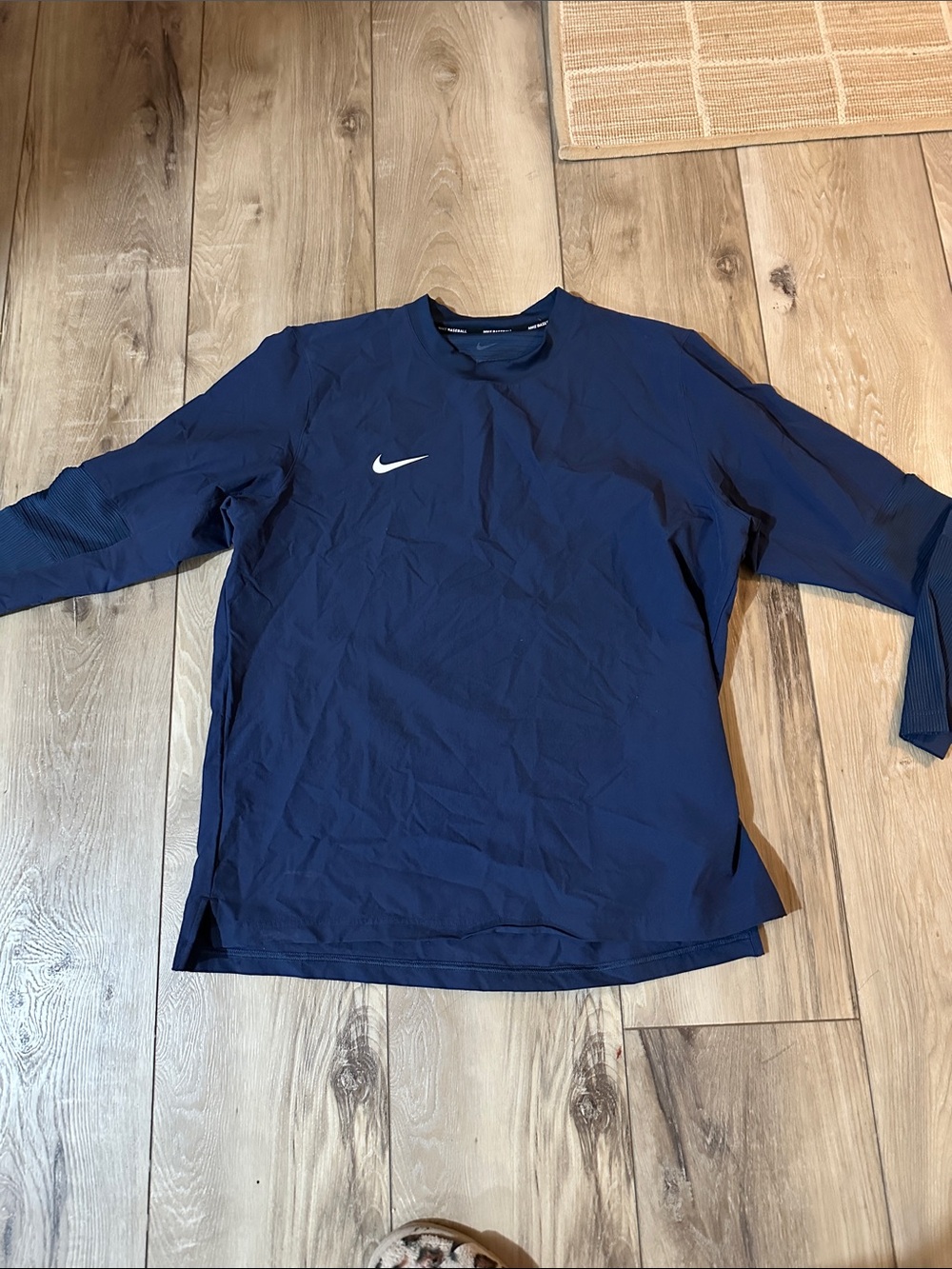 Nike Deep Navy Long-Sleeve Athletic Top with Swoosh